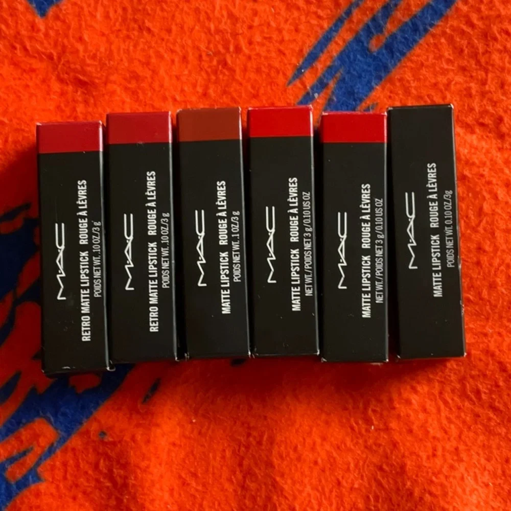 MAC Retro Matte and Matte Lipsticks in Chili, Lady Danger, and Ruby Woo, NIB